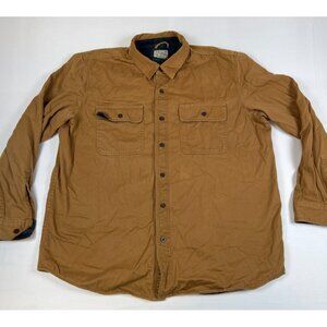 L.L. Bean Men Large Regular Hurricane Flannel Lined Canvas Shirt Jacket Toasted